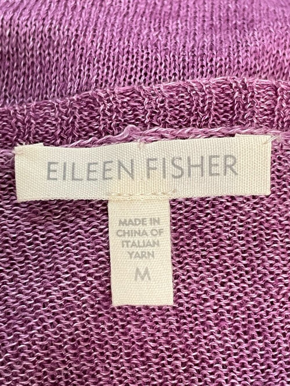 Eileen Fisher 100% Linen V-Neck Tunic Sweater Purple Pink Oversized M - Picture 8 of 10